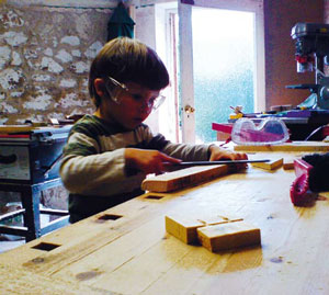 Child woodworking