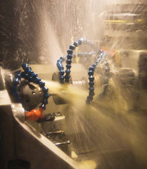 spraying coolant