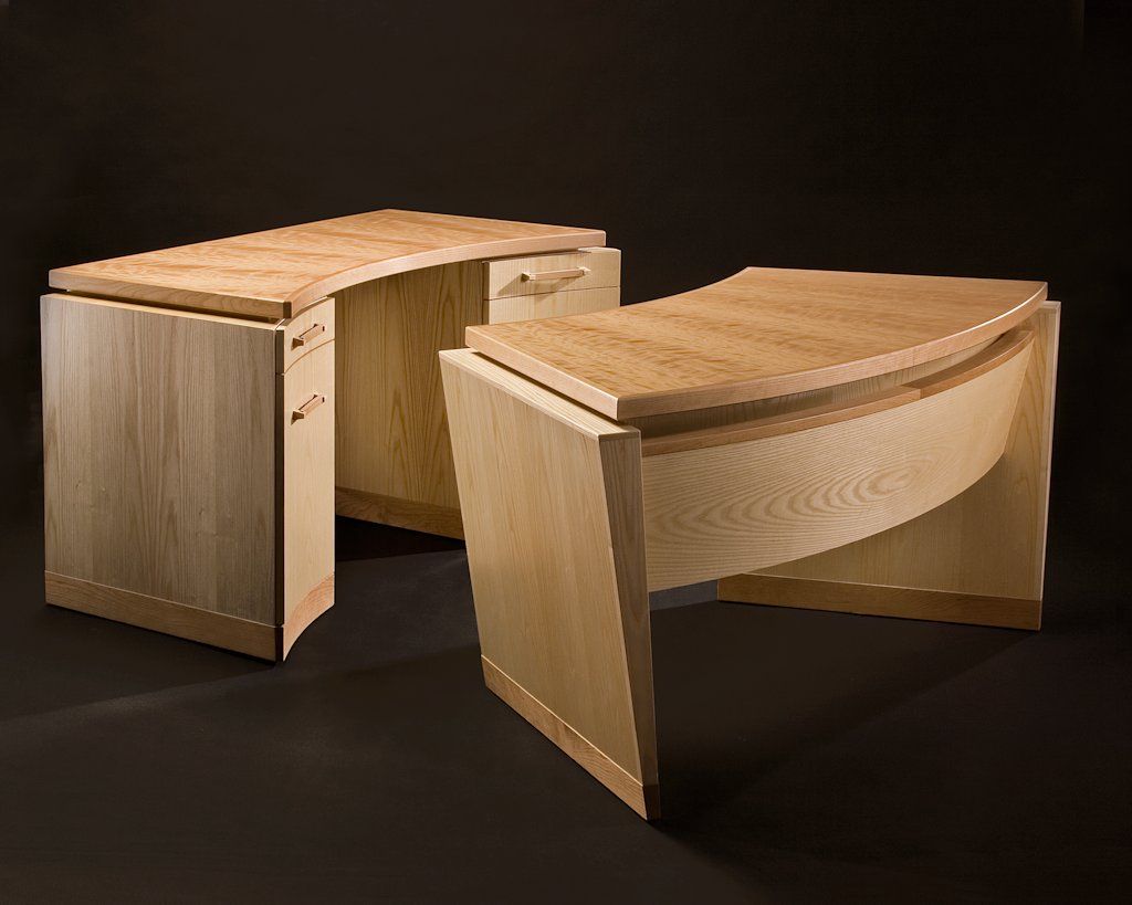Scott E. Armstrong’s ‘Brandi Desk and Credenza’ - commission set for a home office, which needed to be compact while making a big statement. Made using cherry and ash