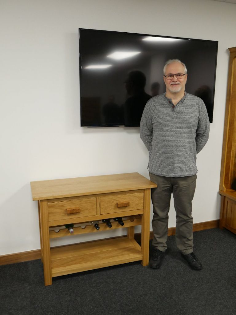 Tony Wood with his wine table