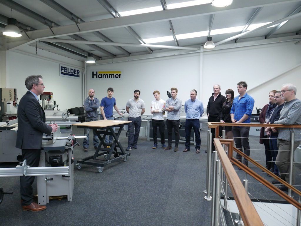 Felder UK Chief Executive Matthew Applegarth addressing the finalists and judges in the showroom