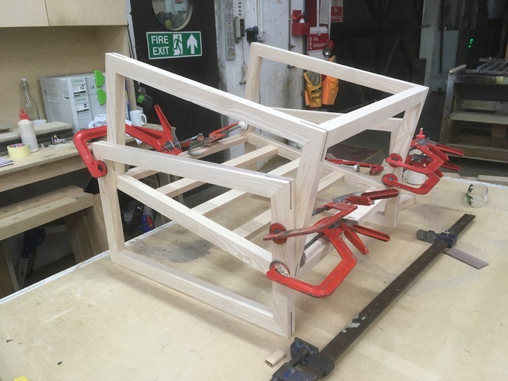 The chair base, all clamped up