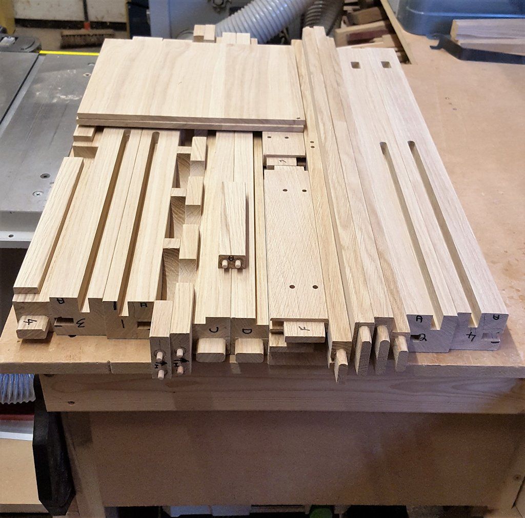 Pieces jointed and cut to size, ready for gluing up