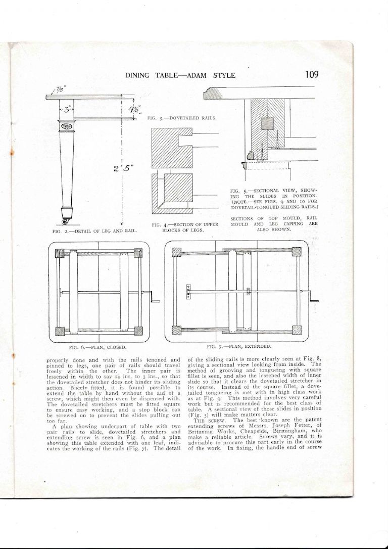 In this excerpt from The Woodworker of April 1925, we look at plans for an Adam-style extending dining table, which remains a very useful item to this day