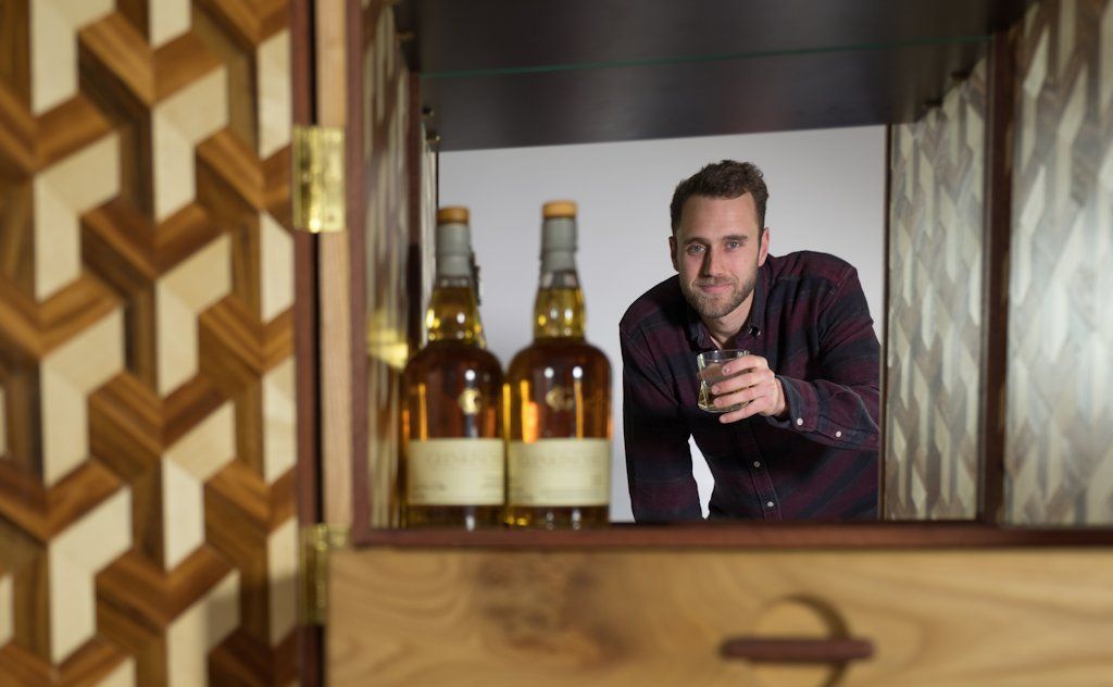 Robert Vowles with his clever drinks cabinet