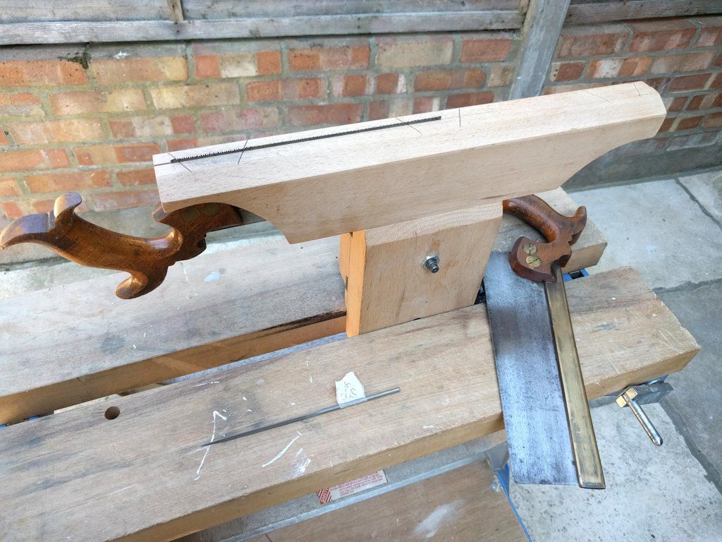 Gary Cook’s saw sharpening vice on the workbench
