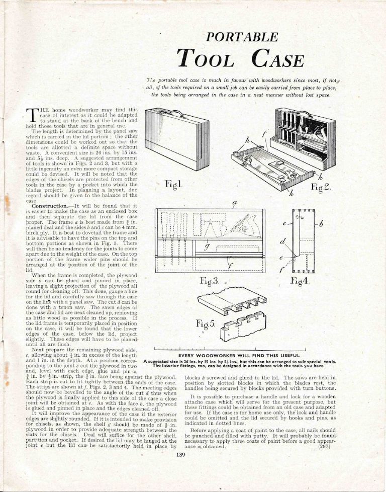This excerpt from The Woodworker of August 1944 shows how to make a portable tool case, which is still relevant to this day