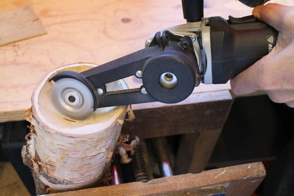 The smaller blade of the Arbortech mini system enables tighter access for any kind of shaping work