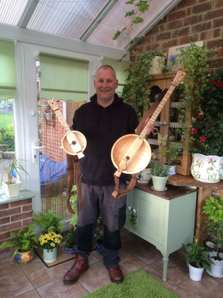 Andrew Hall with a few examples of of his ‘Blues bowls’