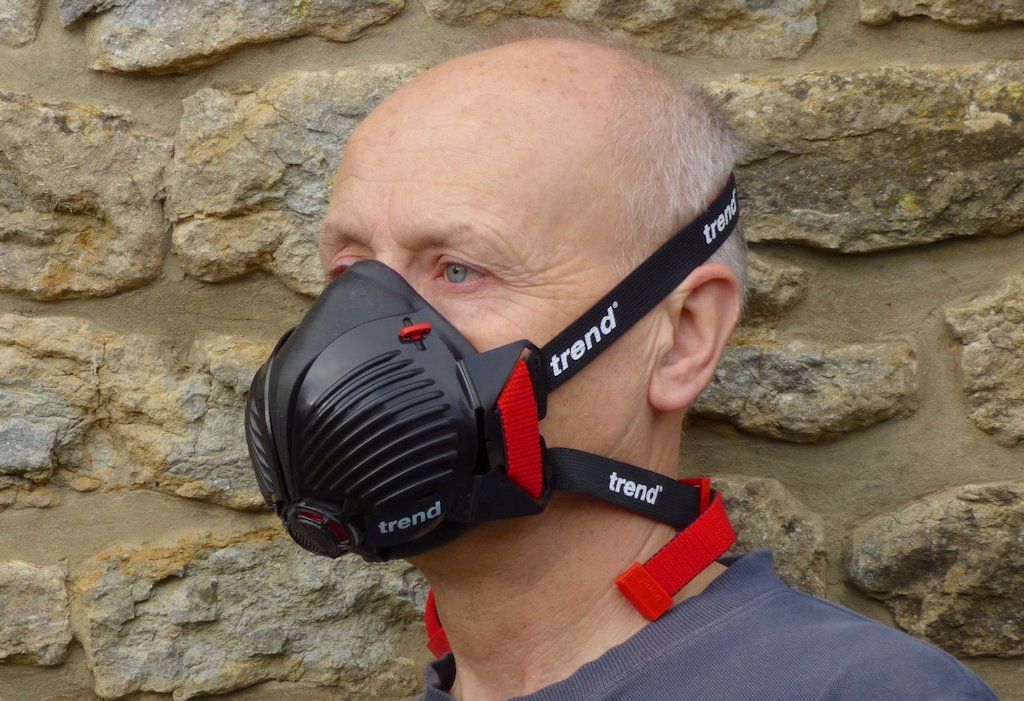 Phil Davy trying out the new Trend Stealth half mask - perfect for woodworking fans of Star Wars!