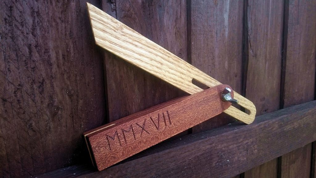 Clint Rose’s handmade wooden bevel gauge