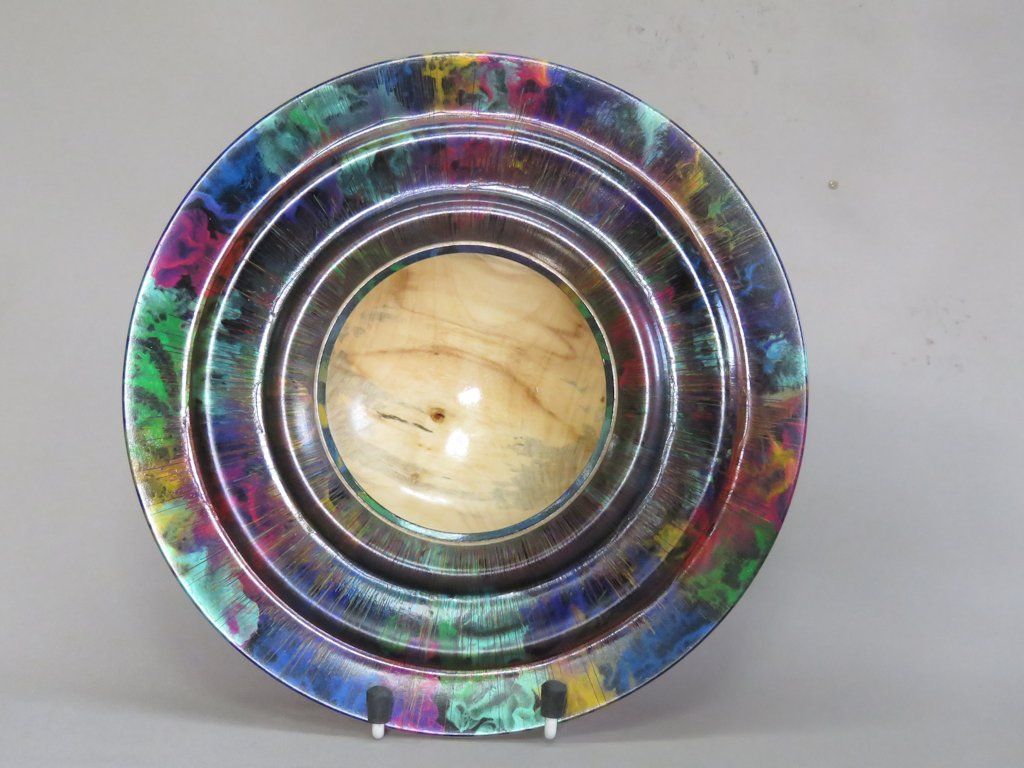 Colin Simpson’s turned platter with Chestnut iridescent paint rim