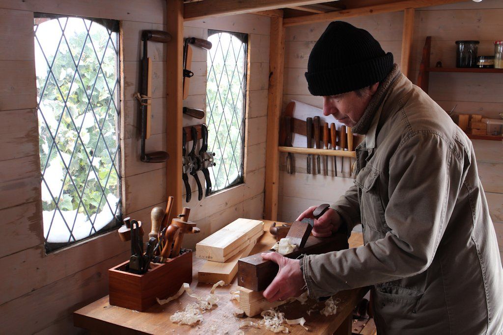 Planing up timber is warming winter work for Robin Gates