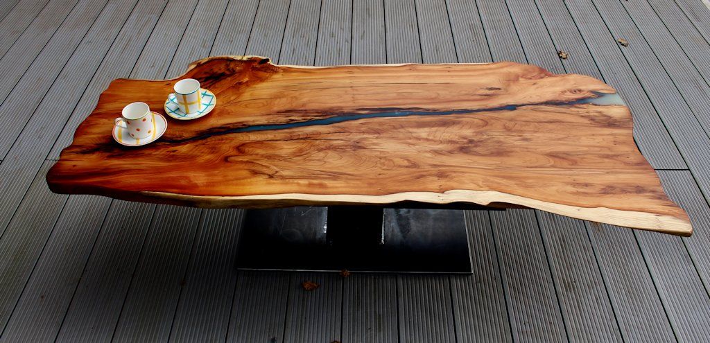 Rick Wheaton’s resin-filled table is made using a plank of 1.6m long split yew