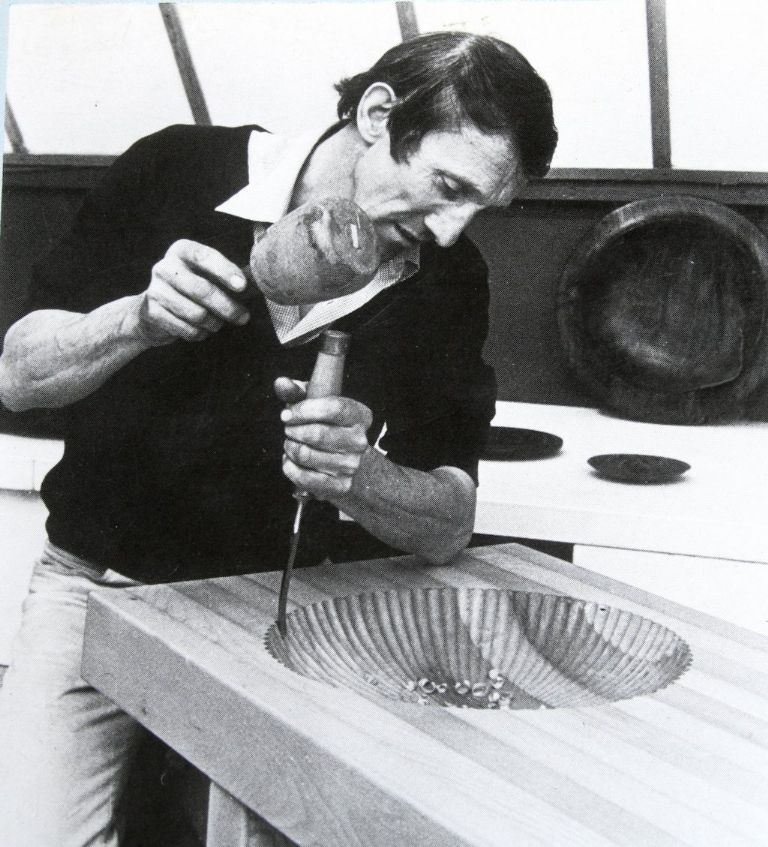 Alan Peters working on one of his ‘Bowl’ tables