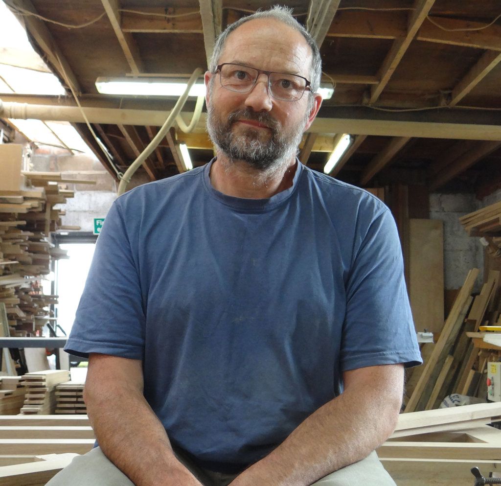 Cabinetmaker David Lloyd’s workshop is housed in an old airfield building at Dunkeswell, East Devon