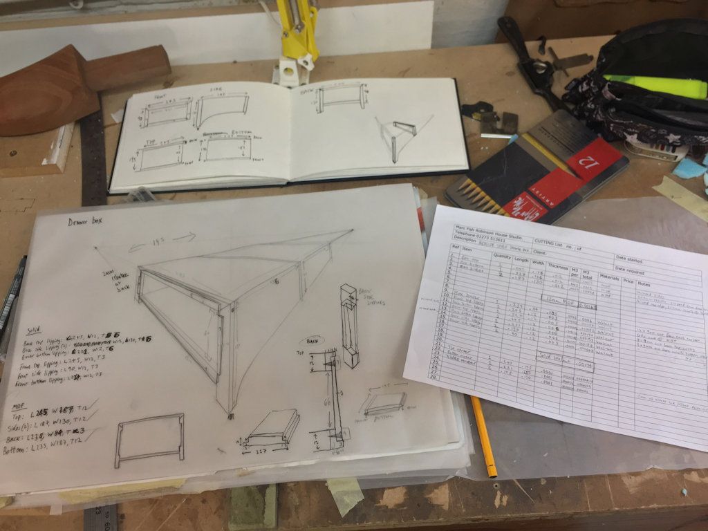 Making a bedside table helped Simon Frost to learn techniques such as making and applying veneers and lippings, and problem solving through drawings